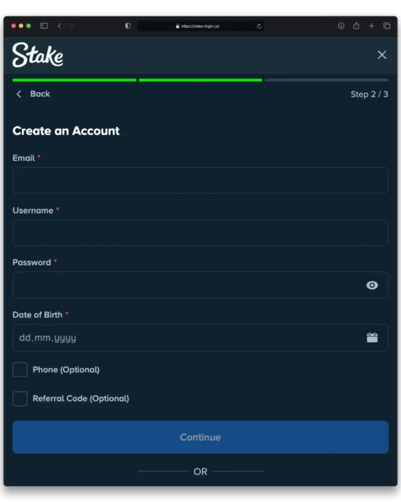 stake sign up